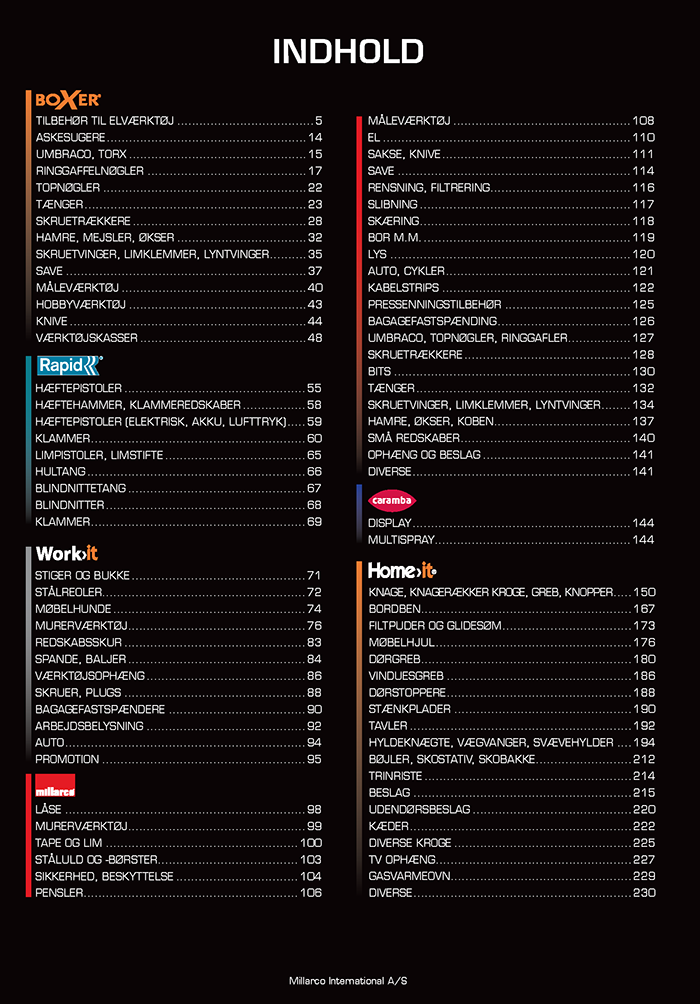 Indholdsfortegnelse i hovedkatalog