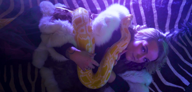 Nikita Elvervind med slange i Hvidt og Frit